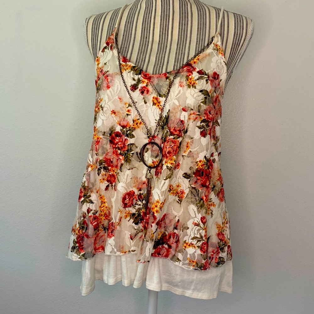 Necklace attached to tank top